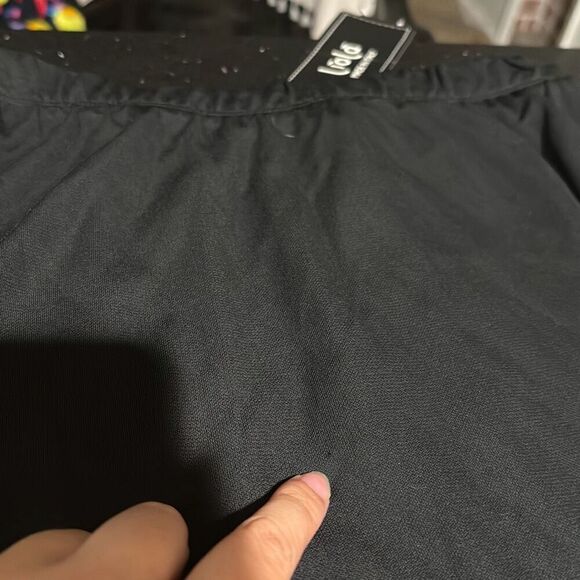 NWT Liola Italy Y2K Fringe Ruffle Hem Pull On Knee Length Skirt Black Size 10 Wo - Picture 7 of 9